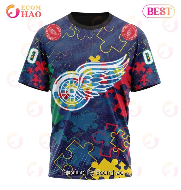 NHL Detroit Red Wings Specialized Fearless Aganst Autism 3D Hoodie