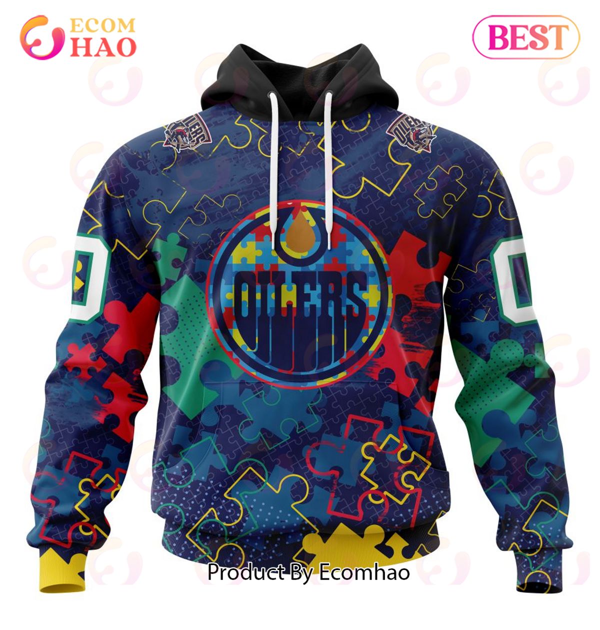 NHL Edmonton Oilers Specialized Fearless Aganst Autism 3D Hoodie