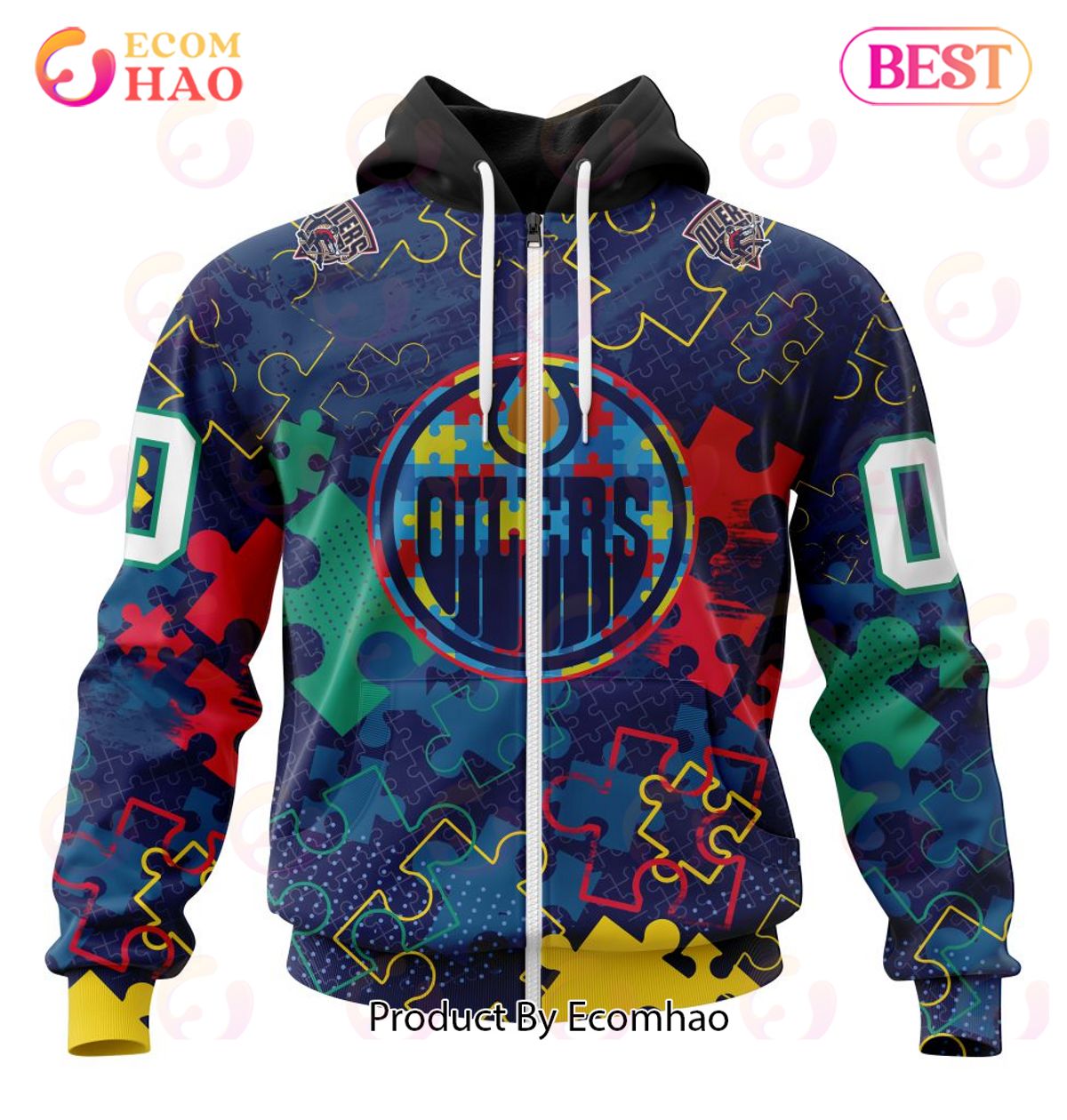 NHL Edmonton Oilers Specialized Fearless Aganst Autism 3D Hoodie