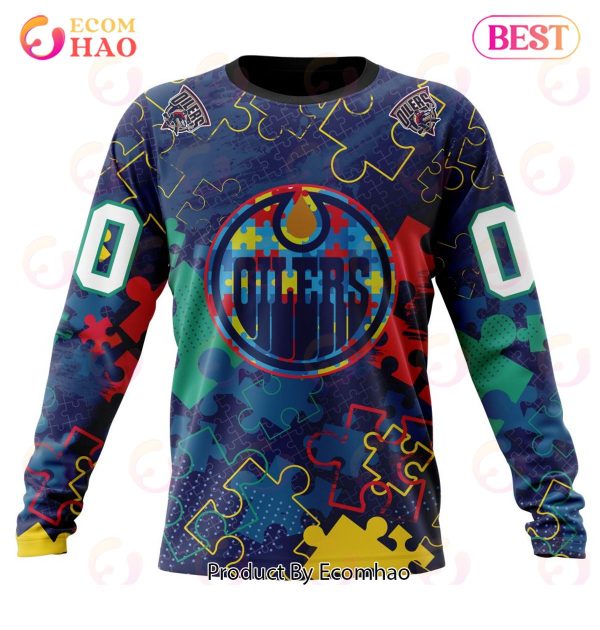 NHL Edmonton Oilers Specialized Fearless Aganst Autism 3D Hoodie