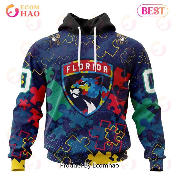 NHL Florida Panthers Specialized Fearless Aganst Autism 3D Hoodie
