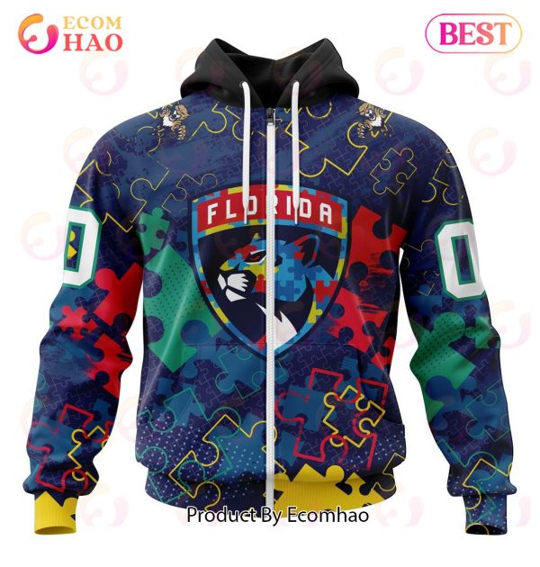 NHL Florida Panthers Specialized Fearless Aganst Autism 3D Hoodie