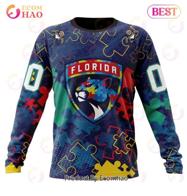 NHL Florida Panthers Specialized Fearless Aganst Autism 3D Hoodie