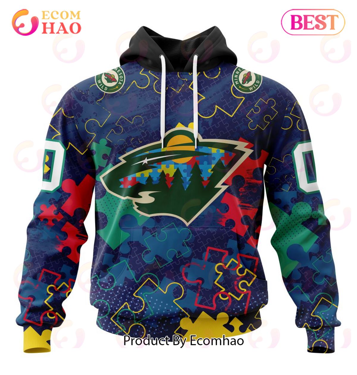 NHL Minnesota Wild Specialized Fearless Aganst Autism 3D Hoodie