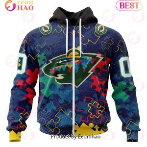 NHL Minnesota Wild Specialized Fearless Aganst Autism 3D Hoodie