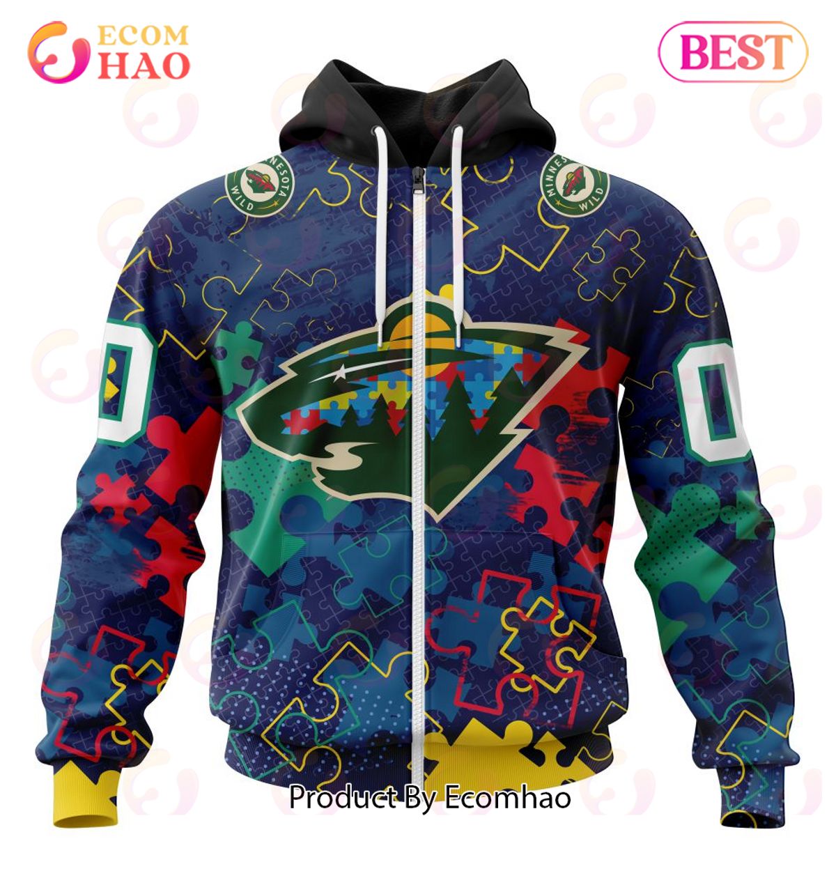 NHL Minnesota Wild Specialized Fearless Aganst Autism 3D Hoodie