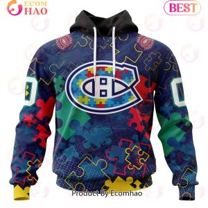 NHL Montreal Canadiens Specialized Fearless Aganst Autism 3D Hoodie
