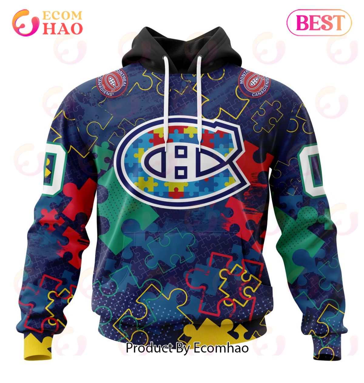 NHL Montreal Canadiens Specialized Fearless Aganst Autism 3D Hoodie
