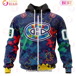 NHL Montreal Canadiens Specialized Fearless Aganst Autism 3D Hoodie