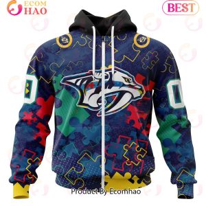 NHL Nashville Predators Specialized Fearless Aganst Autism 3D Hoodie