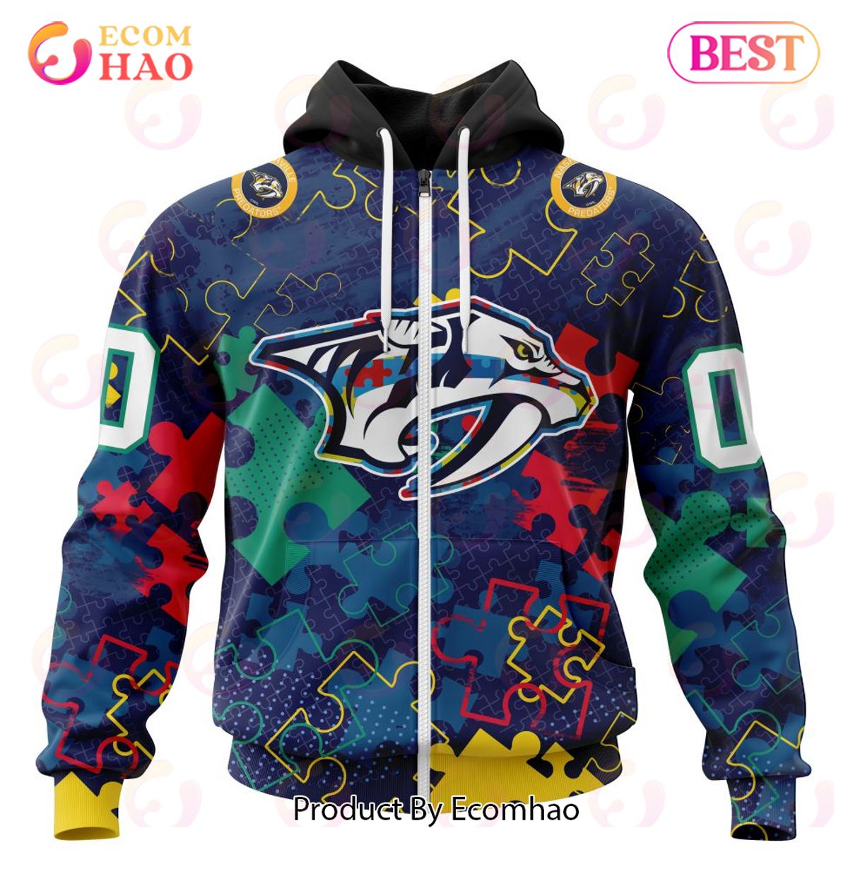 NHL Nashville Predators Specialized Fearless Aganst Autism 3D Hoodie