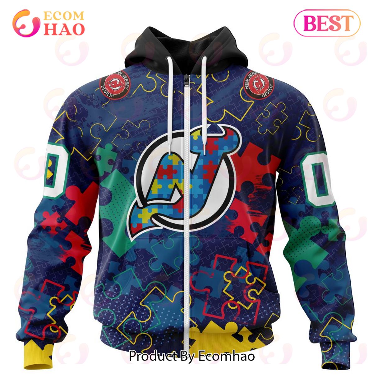 NHL New Jersey Devils Specialized Fearless Aganst Autism 3D Hoodie