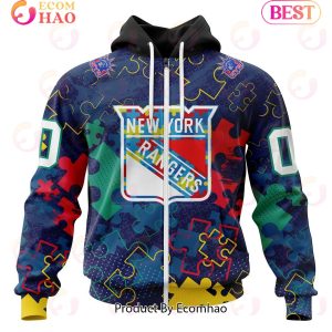 NHL New York Rangers Specialized Fearless Aganst Autism 3D Hoodie