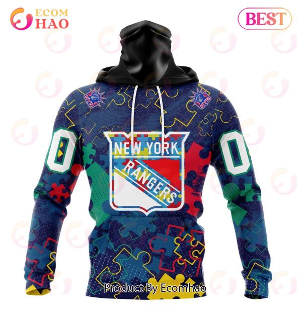 NHL New York Rangers Specialized Fearless Aganst Autism 3D Hoodie