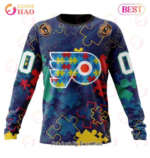NHL Philadelphia Flyers Specialized Fearless Aganst Autism 3D Hoodie