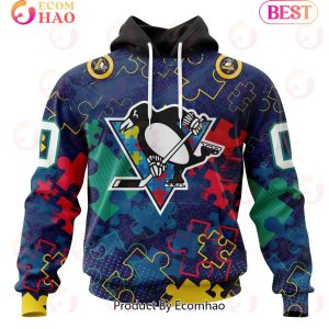 NHL Pittsburgh Penguins Specialized Fearless Aganst Autism 3D Hoodie
