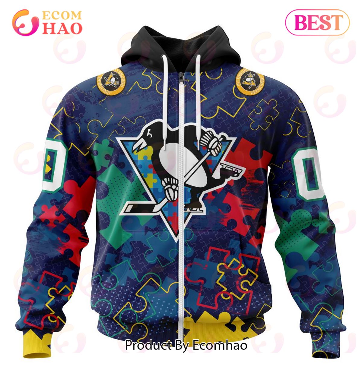 NHL Pittsburgh Penguins Specialized Fearless Aganst Autism 3D Hoodie