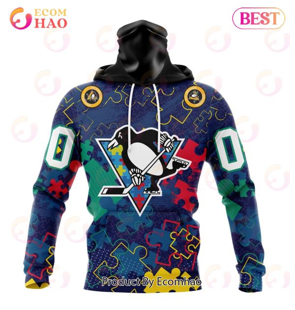 NHL Pittsburgh Penguins Specialized Fearless Aganst Autism 3D Hoodie
