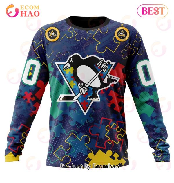 NHL Pittsburgh Penguins Specialized Fearless Aganst Autism 3D Hoodie