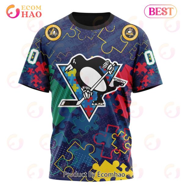 NHL Pittsburgh Penguins Specialized Fearless Aganst Autism 3D Hoodie