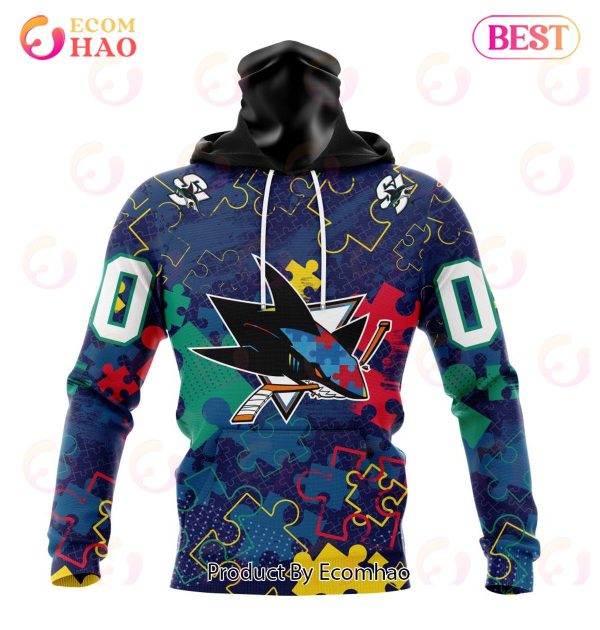 NHL San Jose Sharks Specialized Fearless Aganst Autism 3D Hoodie