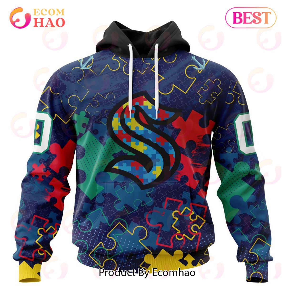 NHL Seattle Kraken Specialized Fearless Aganst Autism 3D Hoodie