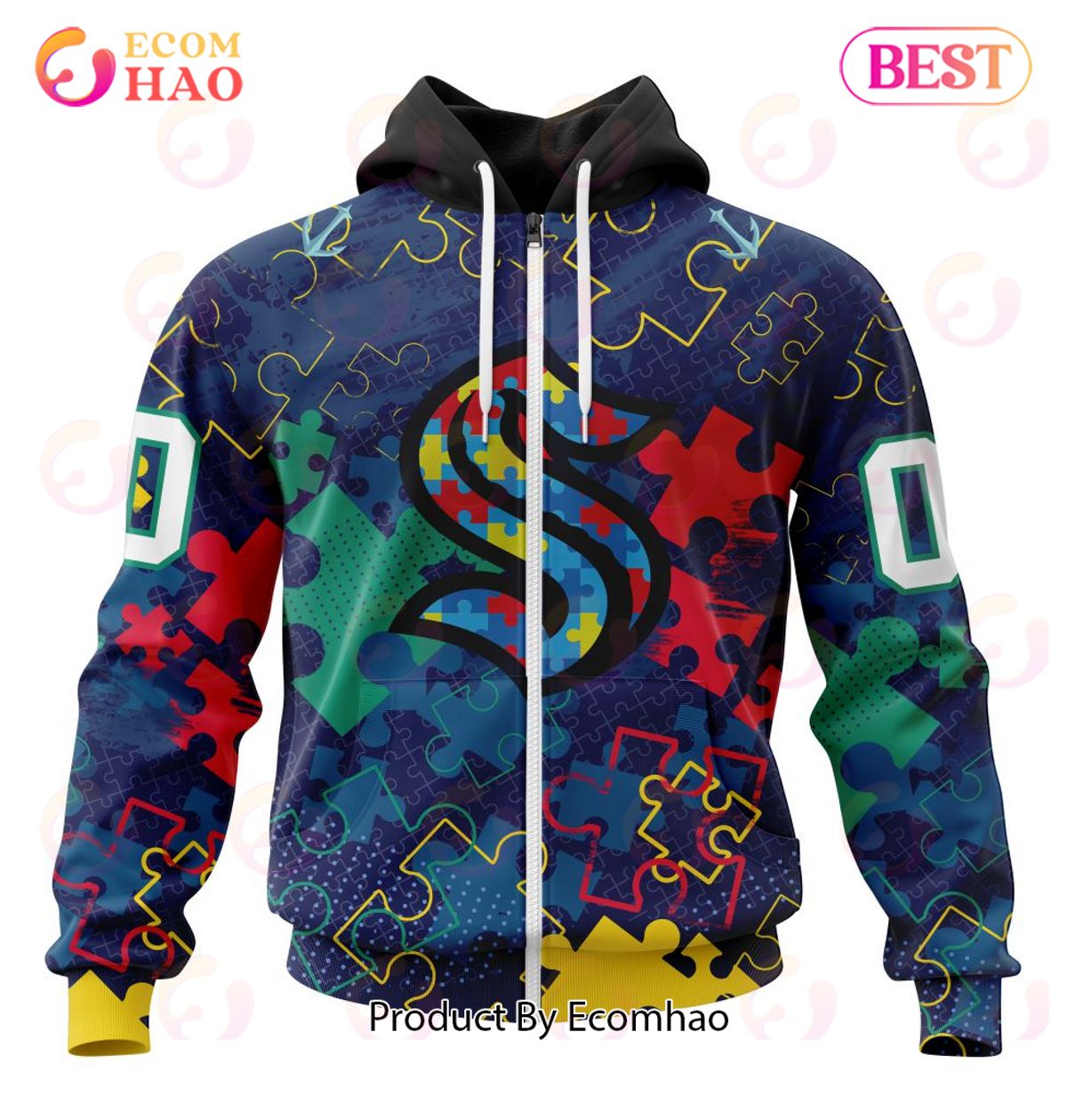 NHL Seattle Kraken Specialized Fearless Aganst Autism 3D Hoodie