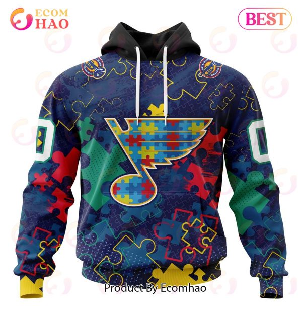 NHL St. Louis Blues Specialized Fearless Aganst Autism 3D Hoodie