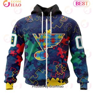 NHL St. Louis Blues Specialized Fearless Aganst Autism 3D Hoodie