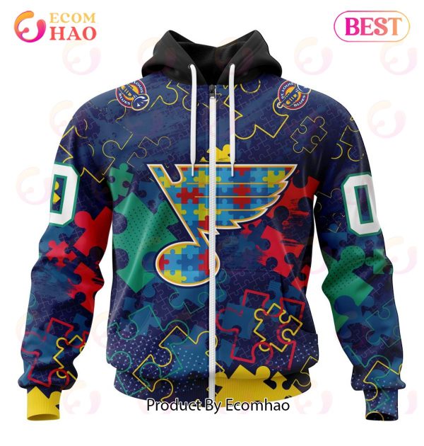 NHL St. Louis Blues Specialized Fearless Aganst Autism 3D Hoodie