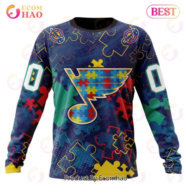 NHL St. Louis Blues Specialized Fearless Aganst Autism 3D Hoodie