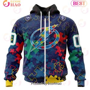 NHL Tampa Bay Lightning Specialized Fearless Aganst Autism 3D Hoodie