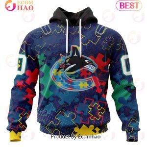 NHL Vancouver Canucks Specialized Fearless Aganst Autism 3D Hoodie