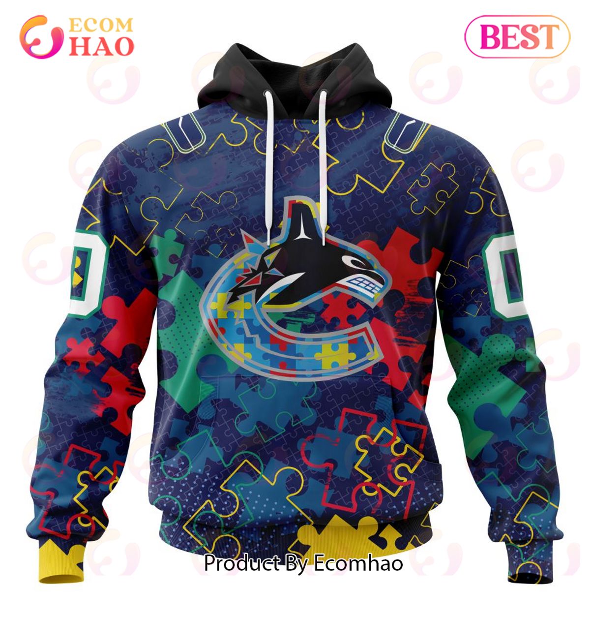 NHL Vancouver Canucks Specialized Fearless Aganst Autism 3D Hoodie