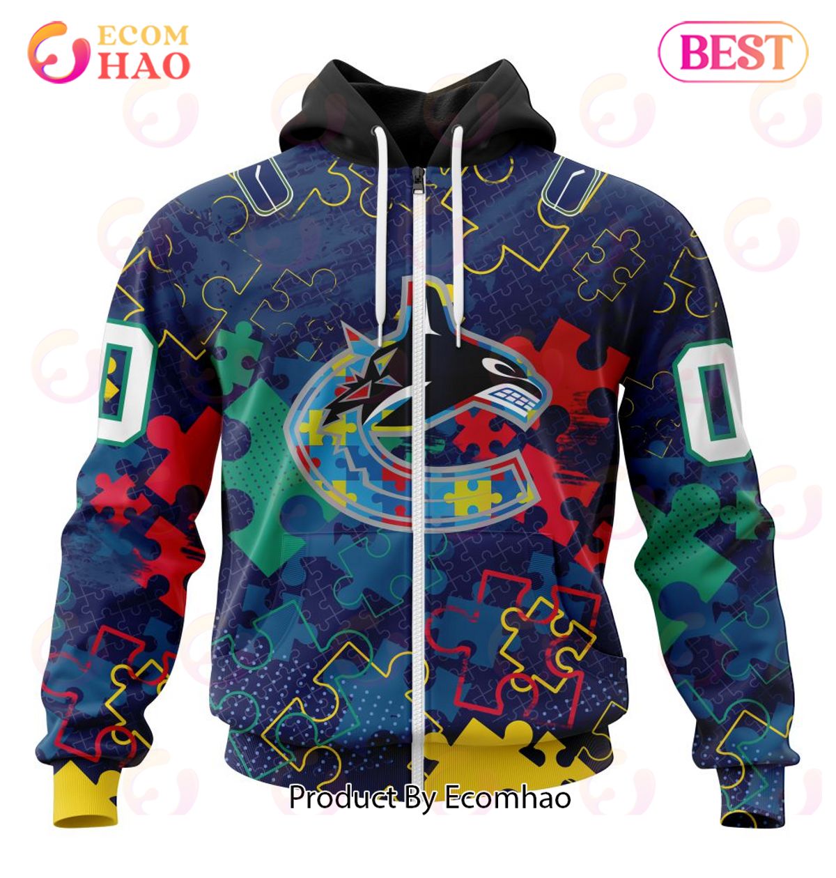 NHL Vancouver Canucks Specialized Fearless Aganst Autism 3D Hoodie