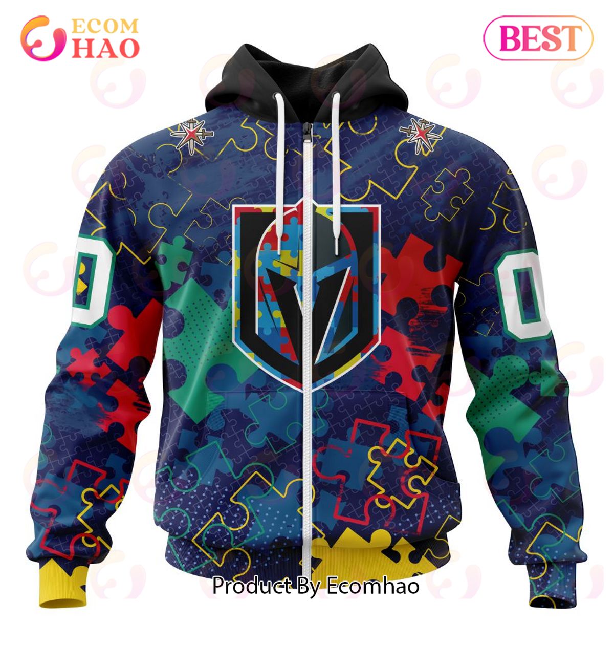 NHL Vegas Golden Knights Specialized Fearless Aganst Autism 3D Hoodie