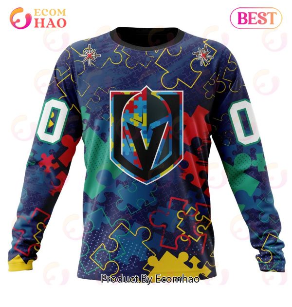 NHL Vegas Golden Knights Specialized Fearless Aganst Autism 3D Hoodie
