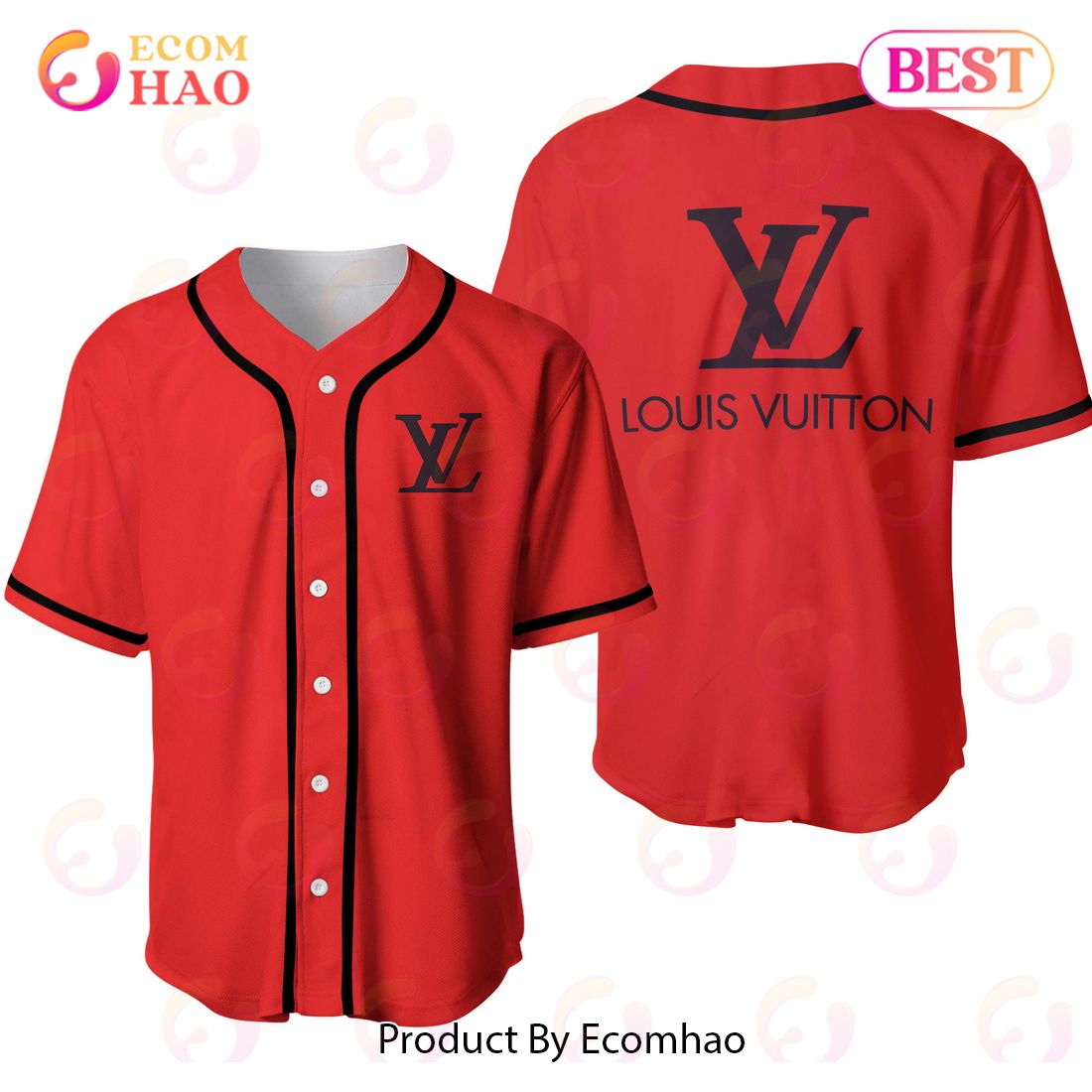 Louis Vuitton Red Mix Black Luxury Brand Jersey Limited Edition