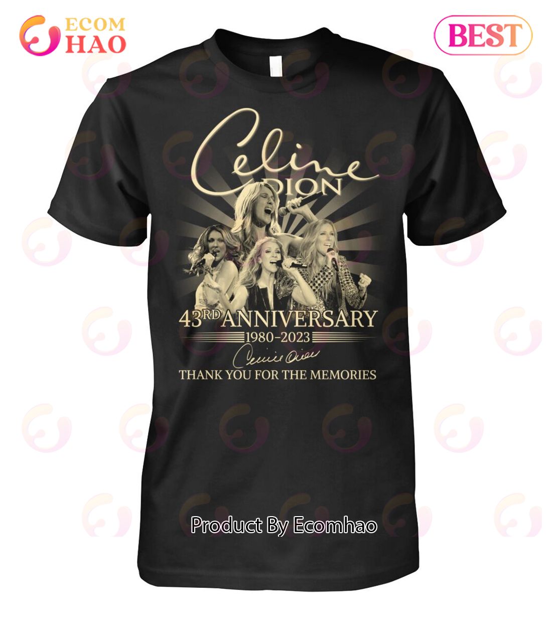 Celine Dion 43rd Anniversary 1980 – 2023 Thank You For The Memories T-Shirt