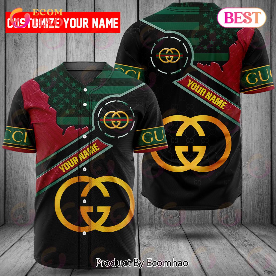 Gucci Printing American Flag Motifs Luxury Brand Jersey Limited Edition