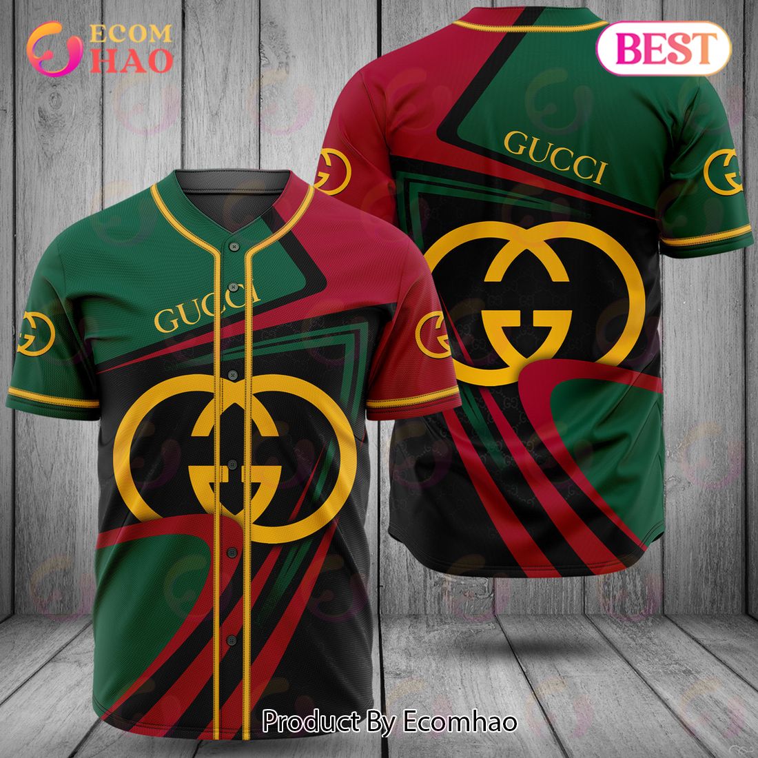 Gucci Printing Big Gold Logo Luxury Brand Jersey Limited Edition