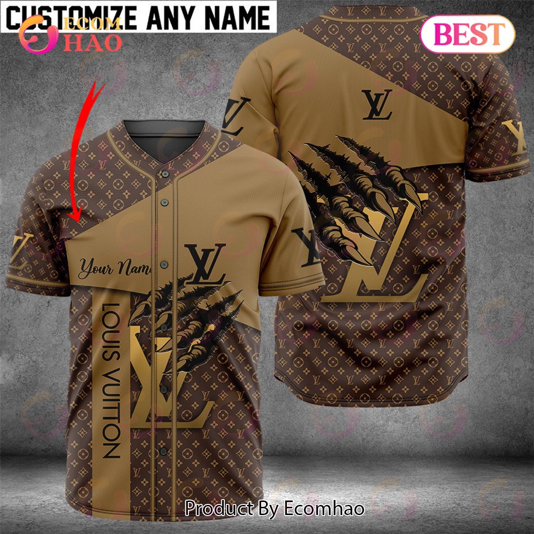 Louis Vuitton Customize Name Brown Color Luxury Brand Jersey Limited Edition