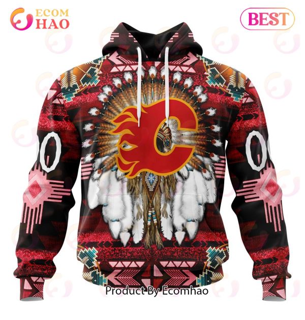 NHL Calgary Flames Specialized With Native Costume Concept 3D Hoodie