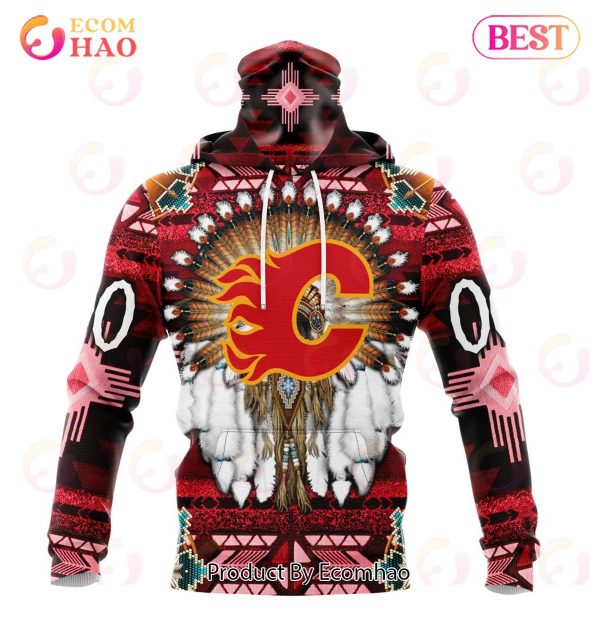 NHL Calgary Flames Specialized With Native Costume Concept 3D Hoodie