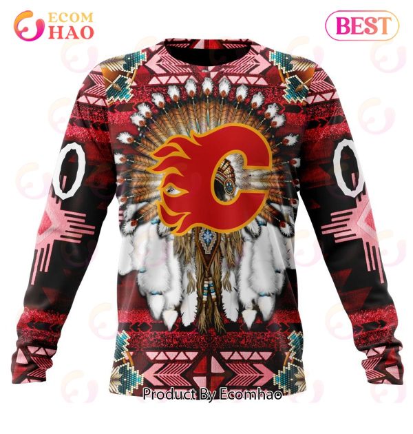 NHL Calgary Flames Specialized With Native Costume Concept 3D Hoodie