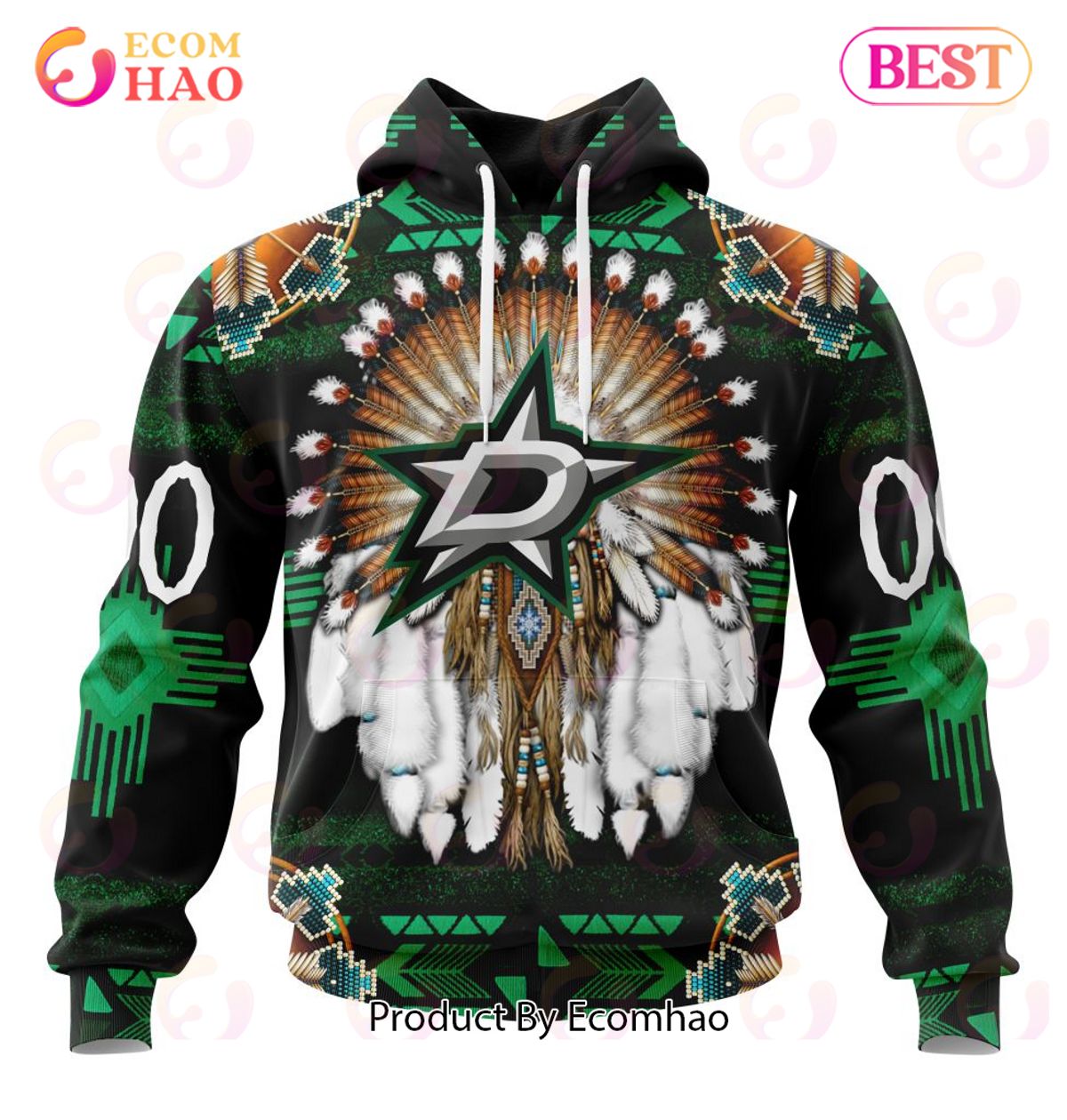 NHL Dallas Stars Specialized With Native Costume Concept 3D Hoodie