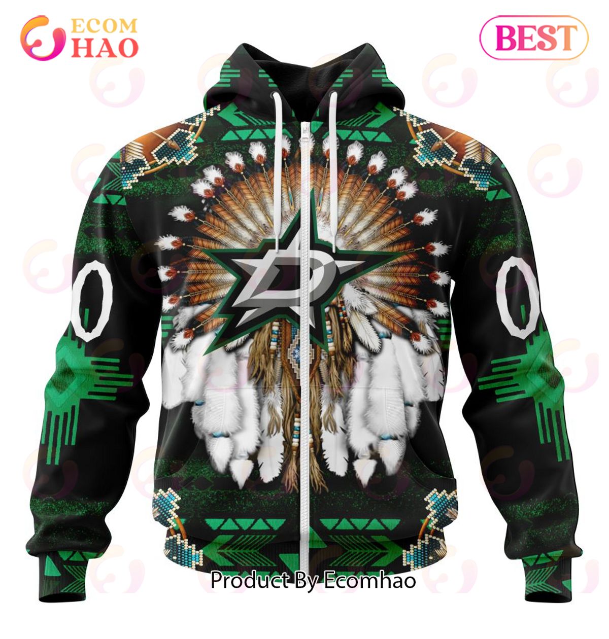 NHL Dallas Stars Specialized With Native Costume Concept 3D Hoodie