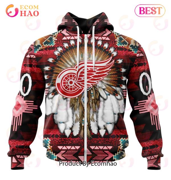 NHL Detroit Red Wings Specialized With Native Costume Concept 3D Hoodie