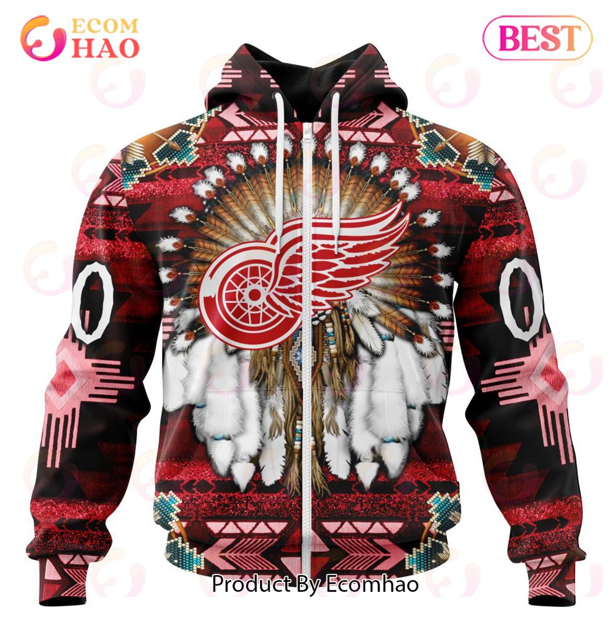 NHL Detroit Red Wings Specialized With Native Costume Concept 3D Hoodie