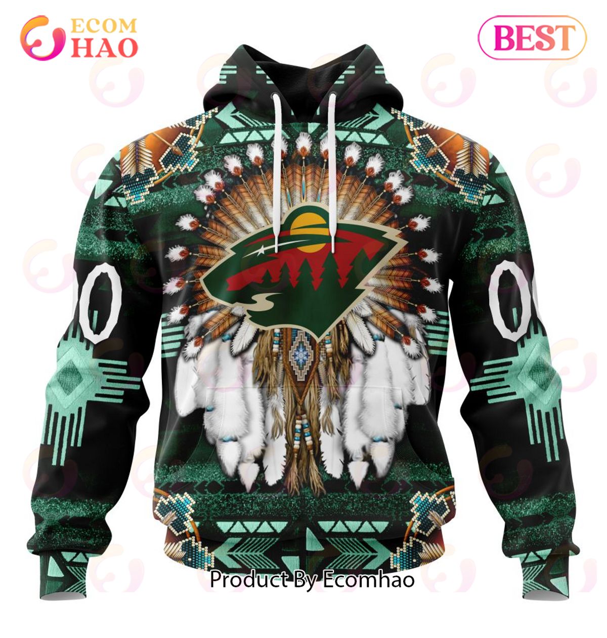 NHL Minnesota Wild Specialized With Native Costume Concept 3D Hoodie